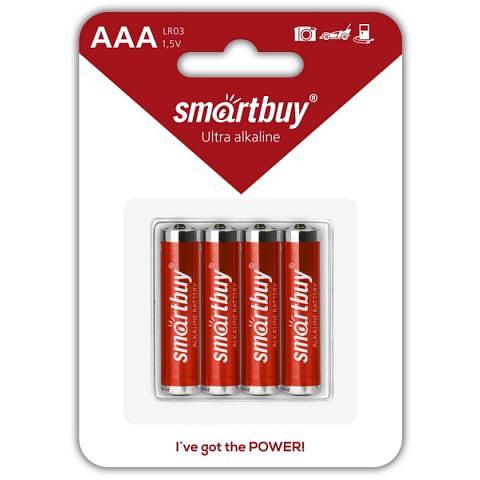 Батарейка Smartbuy Alkaline Ultra, AAA LR03/2BL, 4 шт (SBBA-3A04B) фото 1