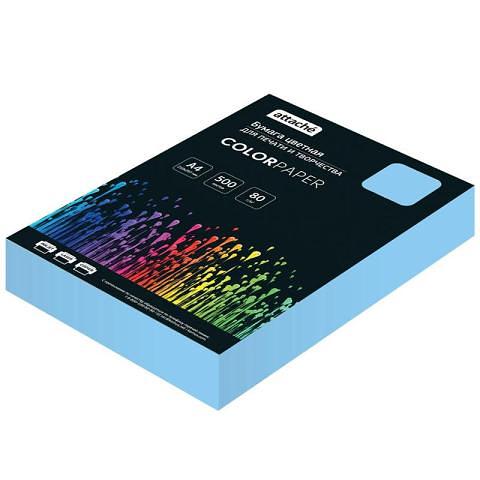 Бумага цветная А4, 80г/м2, 500л., Attache голубая пастель фото 1