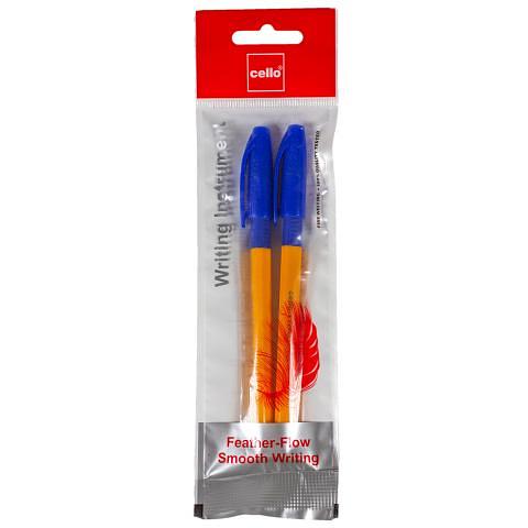 Ручка шариковая 0,7мм Tri-Grip-21B, синий, корпус желтый, 2 шт в пакете, Cello фото 1