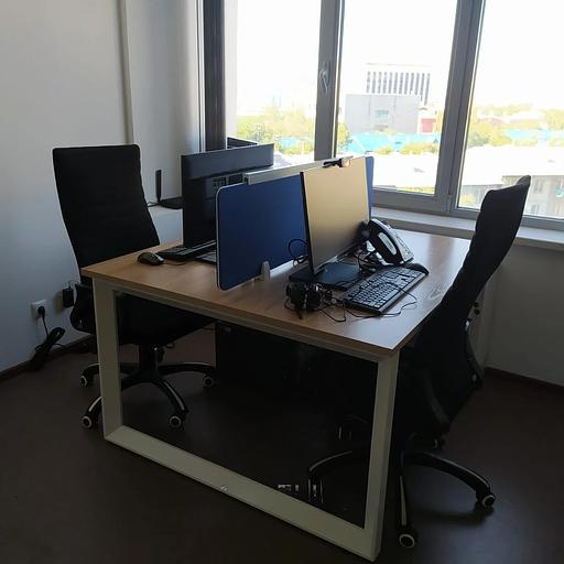 Стол (бенч-системы) на 2 человека для офиса с разделительным экраном 1400х1400х750 мм, под заказ фото 1