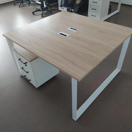 Стол (бенч-системы) на 2 человека для офиса с разделительным экраном 1400х1400х750 мм, под заказ фото 2