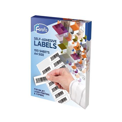 Наклейки А4, 99,1x38,1мм, 14 шт/лист, 100 листов, Forofis фото 1