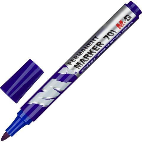 Маркер перманентный, 2,3 мм, круглый наконечник, синий, M&G фото 1