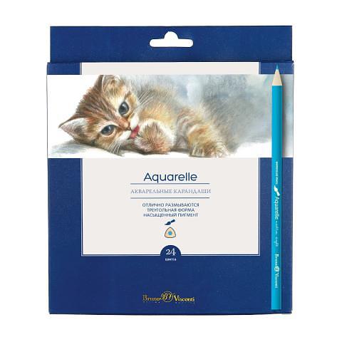 Карандаши цветные акварельные, 24 цвета, Aquarelle, Bruno Visconti 30-0035 фото 1