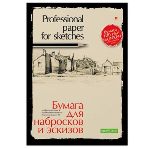Бумага для набросков и эскизов, А4, 20л., 100г/м2, профессиональная серия, Альт 4-088 фото 1