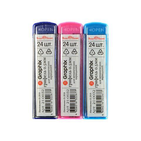 Грифели для мех.карандашей 0,5 мм, 2B, 24 шт, Graphix, Bruno Visconti 21-0032 фото 1