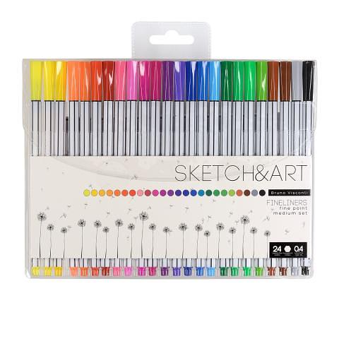 Набор ручек линеров 0,4мм Sketch&Art Fineliner, 24 цвета, Bruno Visconti 36-0013 фото 1