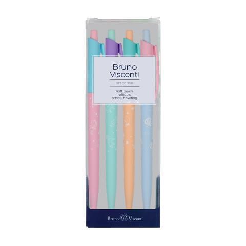 Набор шариковых авт. ручек 0,5мм HappyClick Зефирн. животные, синий, 4шт, BrunoVisconti 20-0241-4/4 фото 1