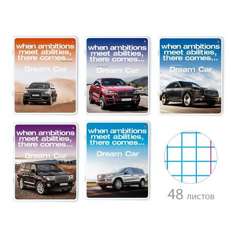 Тетрадь общая на скобе А5, 48л., клетка, Машины внедорожники, 5 видов, Альт 7-48-1034 фото 1