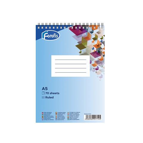 Блокнот на спирали А5, 70л., линия, Forofis фото 1