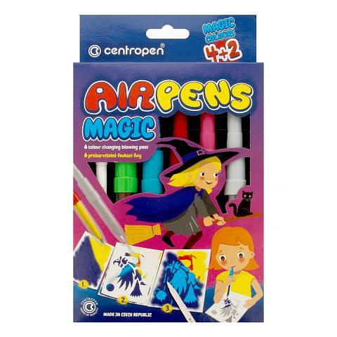Набор воздушных фломастеров 4 цвета+2 поглотителя+8 трафаретов, Centropen Magic AirPens 1549/06 фото 1