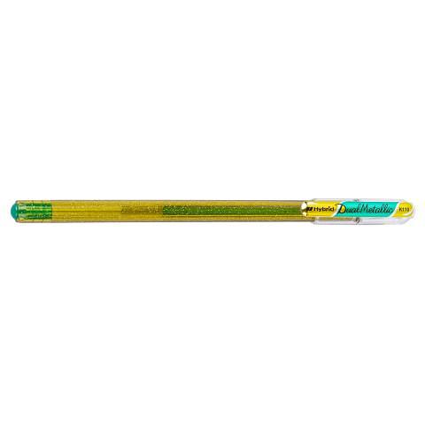 Ручка гелевая 1,0мм Hybrid Dual Metallic, зеленый/желтый, Pentel K110-DDGX фото 1