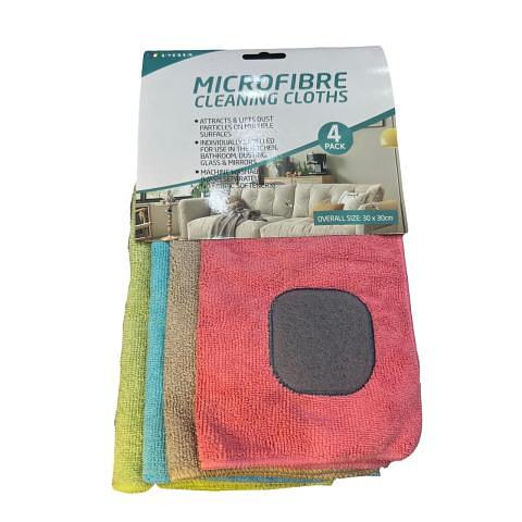 Салфетка из микроволокна с абразивной вставкой, 30х30 см, 4 шт, ассорти фото 1