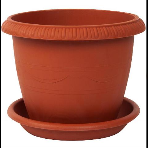 Горшок цветочный Жардин d-15см, h-13,5см 1,6 л, пластик, терракотовый фото 1