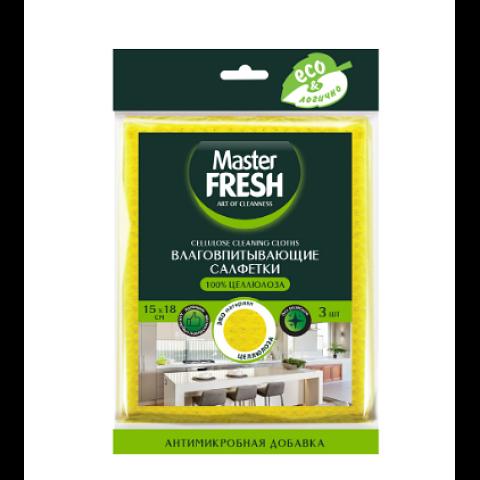 Салфетка губчатая, антимикробная, 15х18 см, 3 шт, ECO LINE, Master FRESH фото 1
