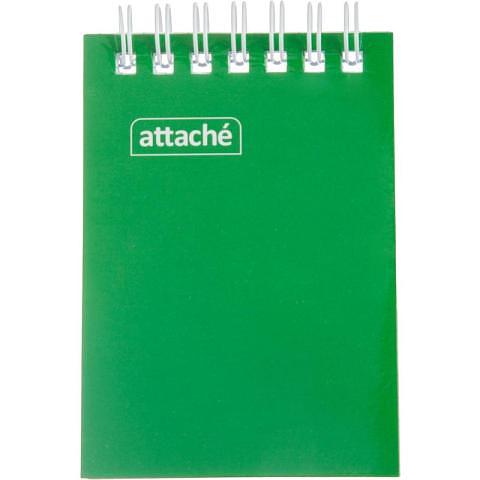 Блокнот на спирали А7, 60л., клетка, блок 60г, обложка 215г, зеленый, Attache фото 1