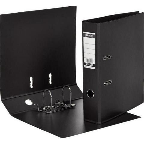 Папка-регистратор, А4, 70 мм, ПВХ/ПВХ, черный, Attache Selection Strong Line фото 1