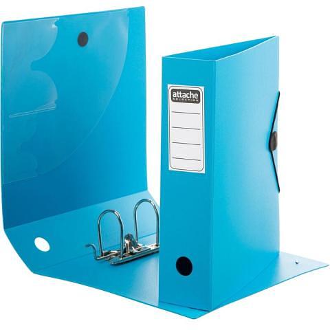 Папка-регистратор, А4, 80 мм, полифом, на резинке, голубой, Attache фото 1