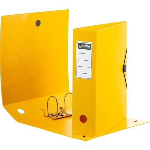 Папка-регистратор, А4, 80 мм, полифом, на резинке, желтый, Attache фото 1