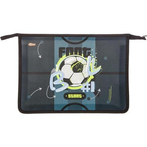 Папка для тетрадей на молнии А4, синий, Комус Класс Football фото 1