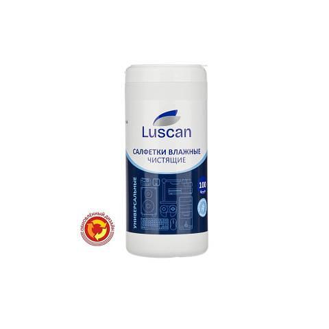 Салфетки влажные для пластиковых поверхностей универсальные, 100 штук в тубе, Luscan Power фото 1
