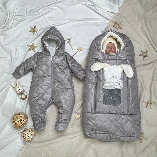 №11-411 Конверт прогулочный с комбинезоном «Зайка-Зазнайка» ОПТ фото 1