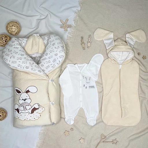 №411 Комплект на выписку для новорожденного «Зайка на облаке» ОПТ фото 1