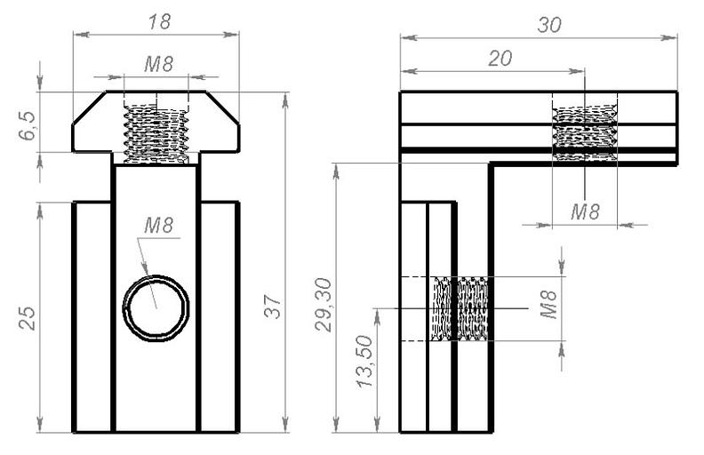 Внутренний угловой соединитель паз 10 прямой фото 1