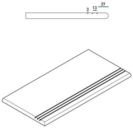 Ступень Italon Room X2 Блэк закругленная левая 30х60 фото 1