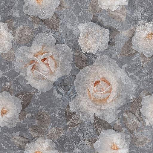 Керамогранит Kerama Marazzi Турнель декорированный обрезной Цветы темно-серый фото 1