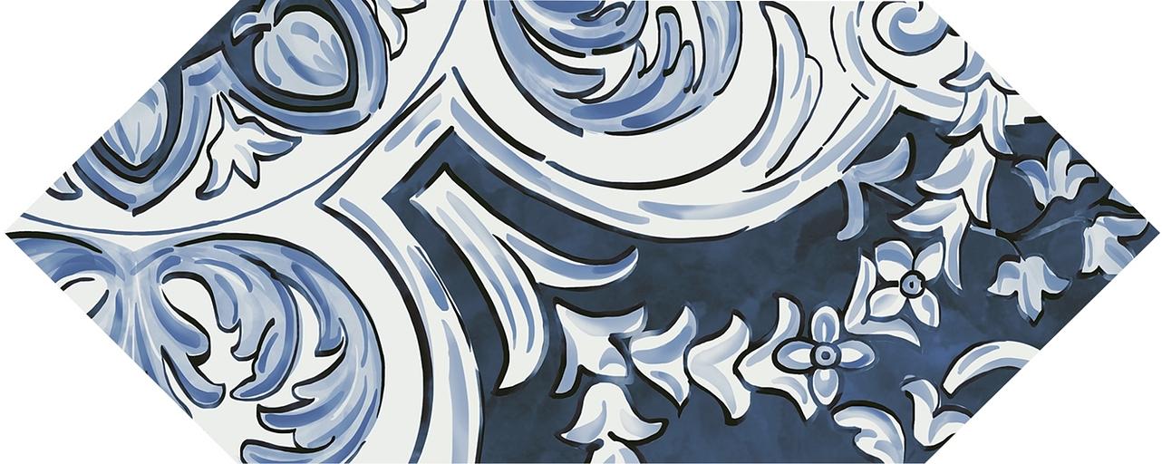 Декор Kerama Marazzi Алмаш 3 синий глянцевый 140x340 фото 1