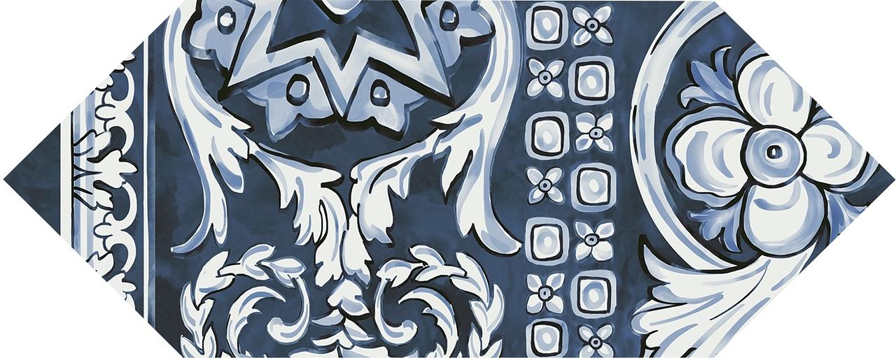 Декор Kerama Marazzi Алмаш 2 синий глянцевый 140x340 фото 1