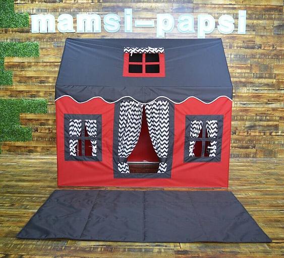 Игровой домик - графитовый и красный фото 2