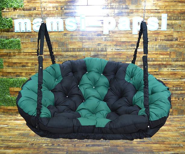 Подвесной диван «Комфорт» черный и изумрудный фото 1