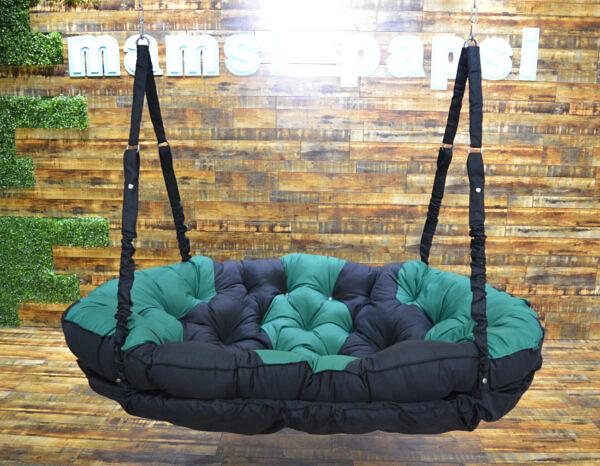 Подвесной диван «Комфорт» черный и изумрудный фото 3