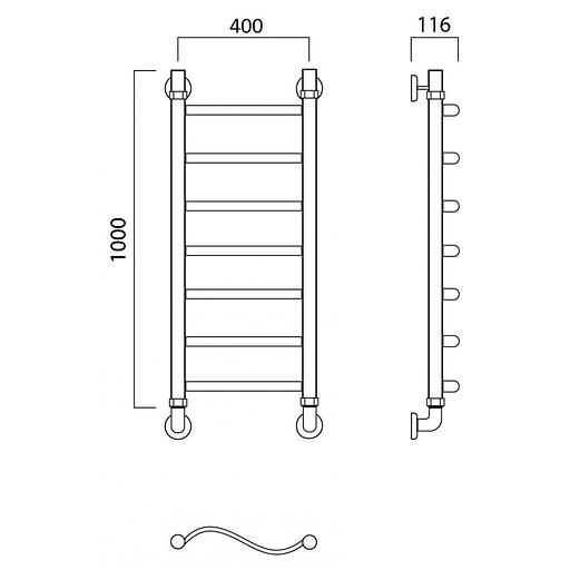 Полотенцесушитель водяной Роснерж Волна L101000 100x40 фото 3