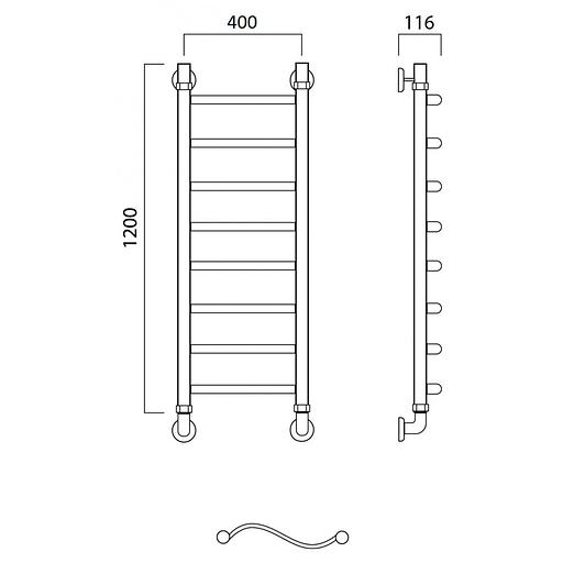 Полотенцесушитель водяной Роснерж Волна L101000 120x40 фото 3
