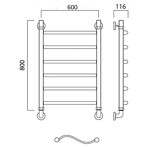 Полотенцесушитель водяной Роснерж Волна L101000 80x60 фото 2
