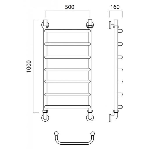 Полотенцесушитель водяной Роснерж Скоба L102000 100x50 фото 3