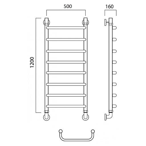Полотенцесушитель водяной Роснерж Скоба L102000 120x50 фото 2