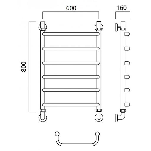Полотенцесушитель водяной Роснерж Скоба L102000 80x60 фото 2
