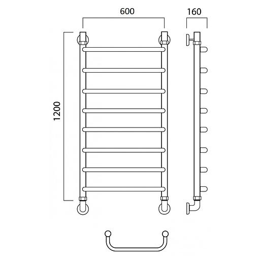Полотенцесушитель водяной Роснерж Скоба L102000 120x60 фото 2