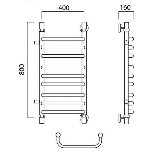 Полотенцесушитель водяной Роснерж Скоба L102011 80x40 с боковым подключением 400 групповой фото 2