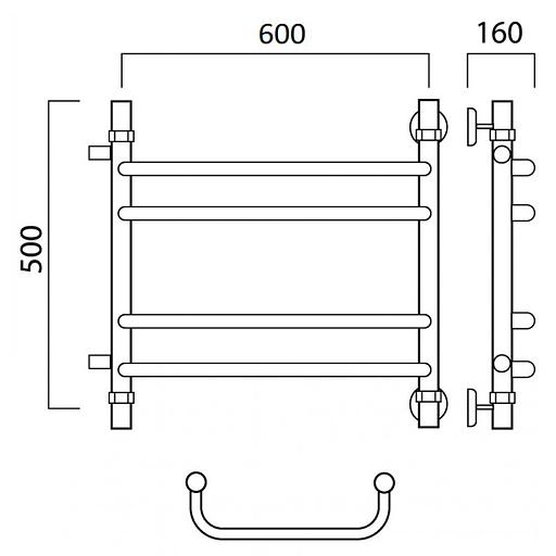 Полотенцесушитель водяной Роснерж Скоба L102011 50x60 с боковым подключением 320 групповой фото 2