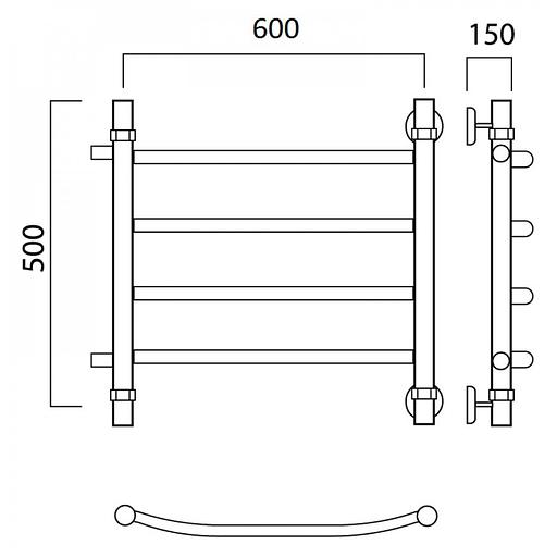 Полотенцесушитель водяной Роснерж Дуга L104001 50x60 с боковым подключением 320 фото 2
