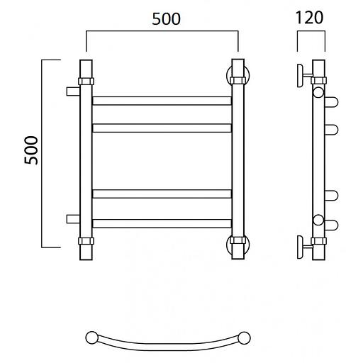 Полотенцесушитель водяной Роснерж Дуга L104011 50x50 с боковым подключением 320 групповой фото 2