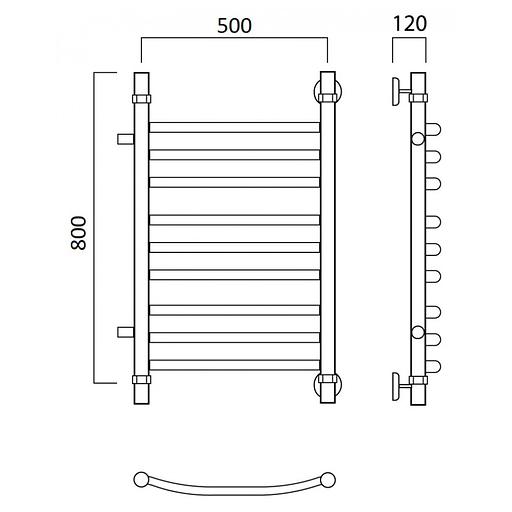 Полотенцесушитель водяной Роснерж Дуга L104011 80x50 с боковым подключением 400 групповой фото 2