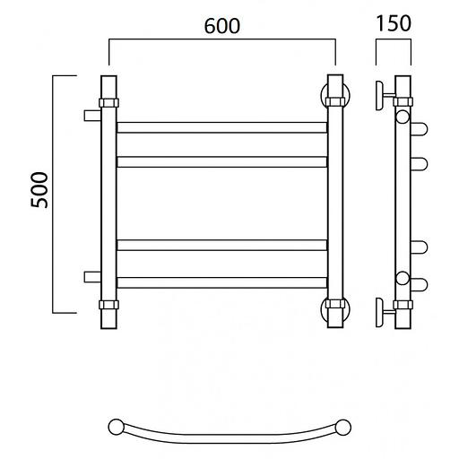 Полотенцесушитель водяной Роснерж Дуга L104011 50x60 с боковым подключением 320 групповой фото 2