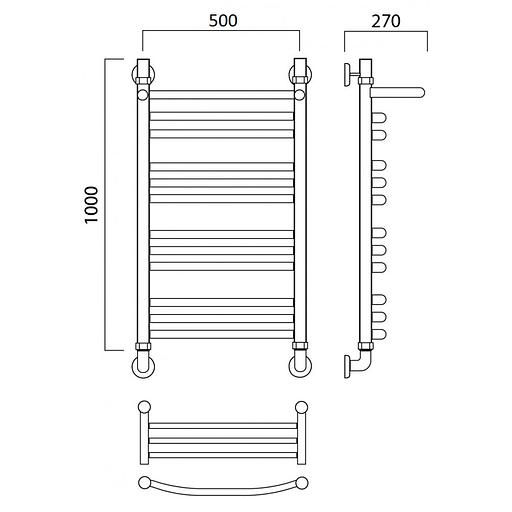 Полотенцесушитель водяной Роснерж Дуга L104110 100x50 с полкой групповой фото 3