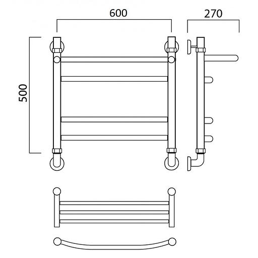 Полотенцесушитель водяной Роснерж Дуга L104110 50x60 с полкой групповой фото 2